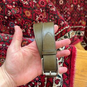Olive green leather belt